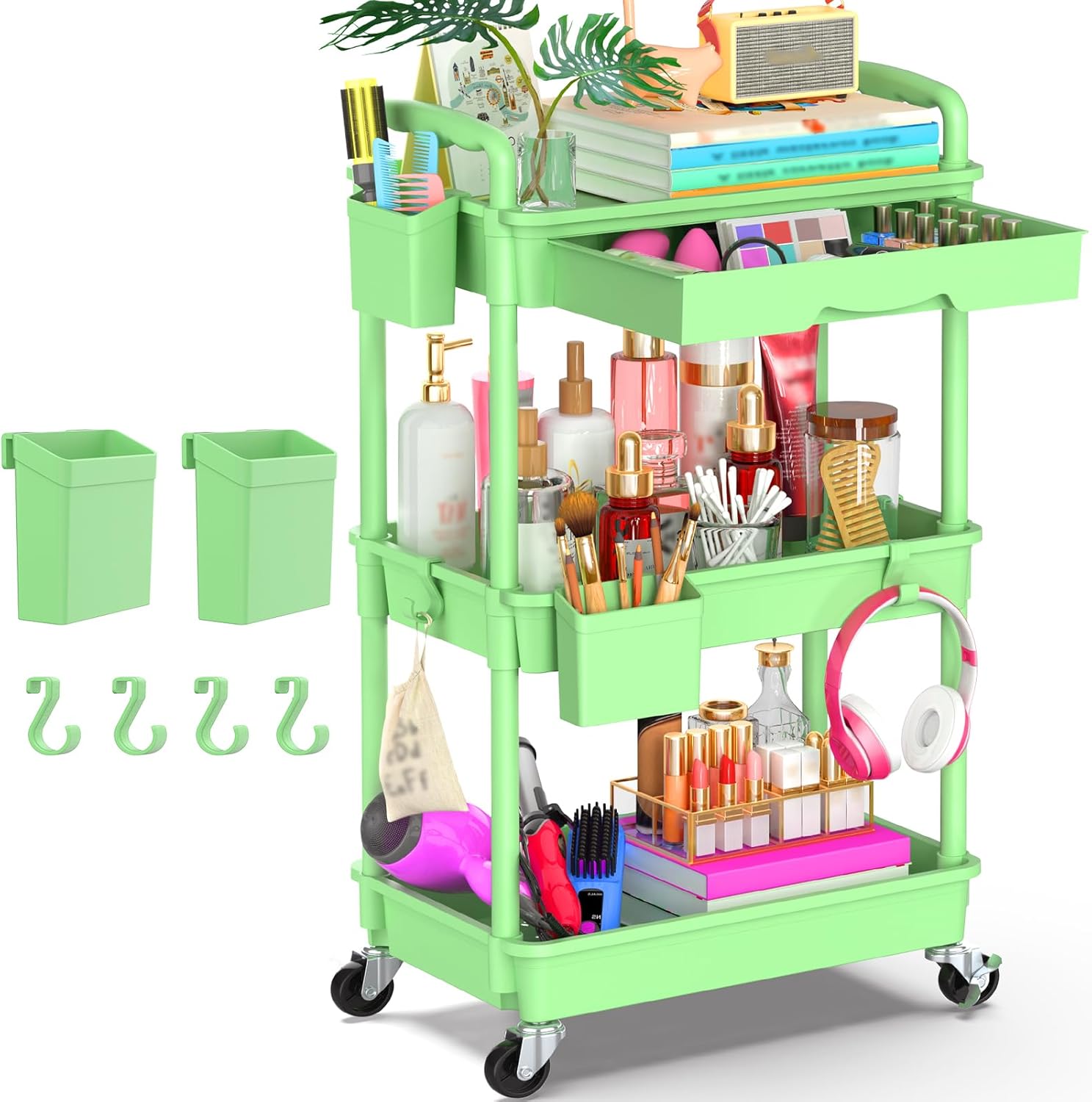 Goovilla 3 Tier Rolling Utility Cart Organizer for Versatile Storage
