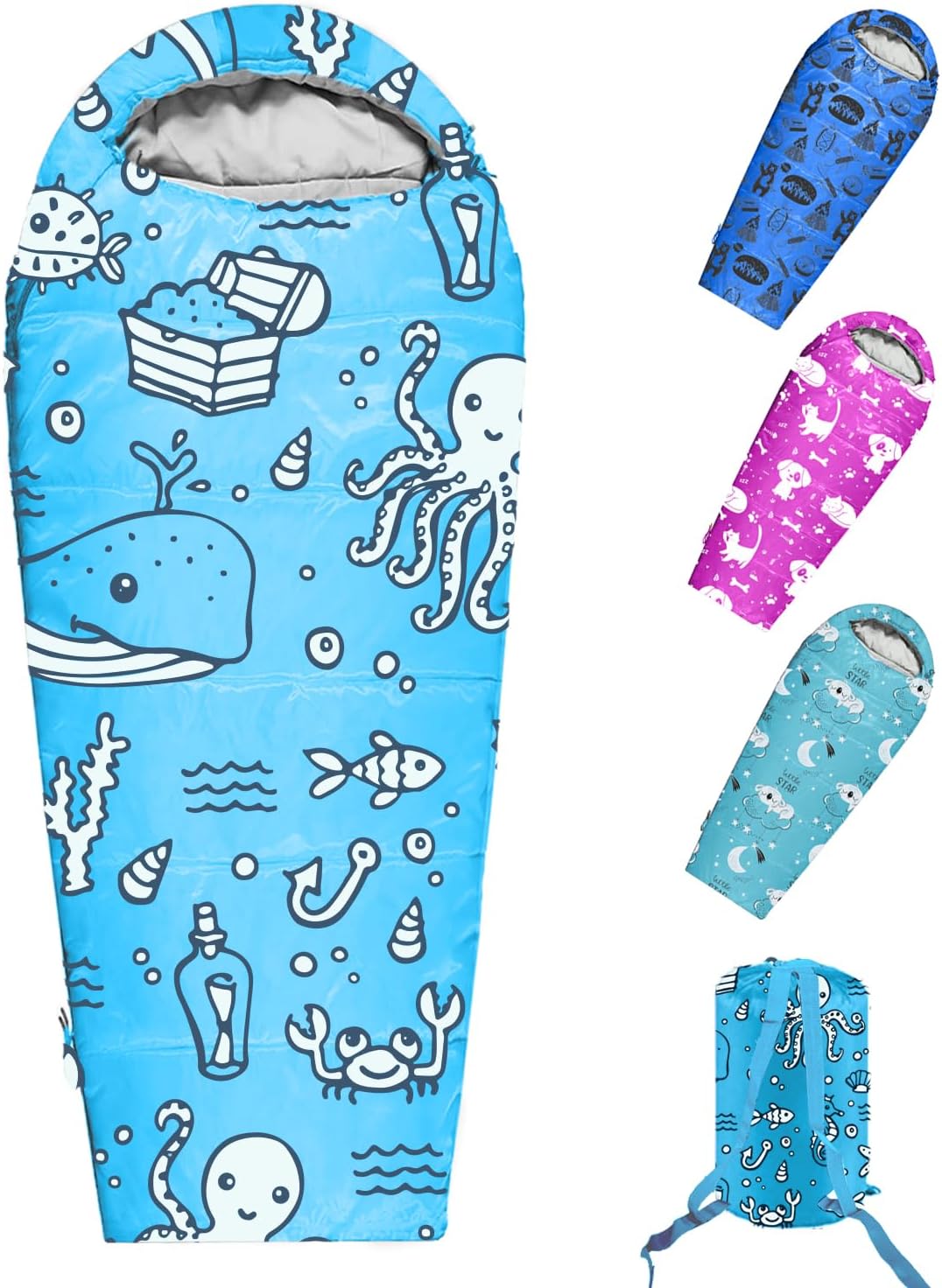 KidzAdventure Mummy Style Kids Sleeping Bag for Camping Fun