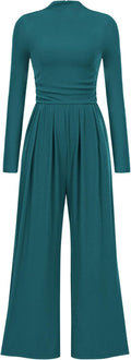 PRETTYGARDEN Jumpsuits For Women Long Sleeve Mock Neck - Flattering Is