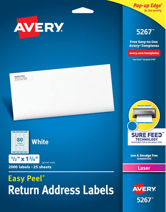 Avery Mailing Address Labels for Laser Printers - 2,000 Labels