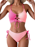 B2prity Women's Sexy Bikini Set Color Block Lace Up Tie Side