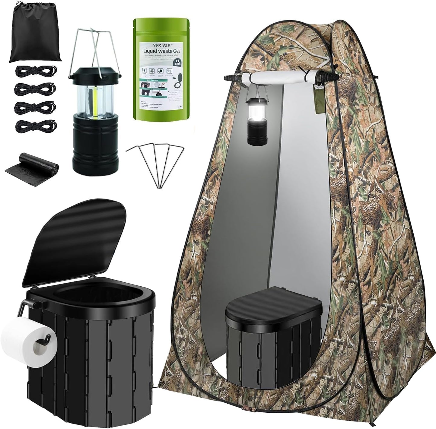 Portable Toilet Kit with Privacy Tent for Camping and Outdoors