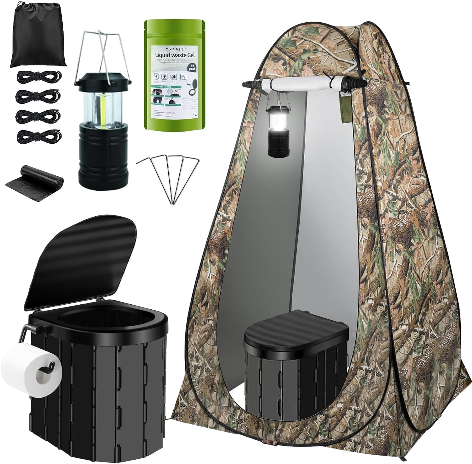 Portable Toilet Kit with Privacy Tent for Camping and Outdoors