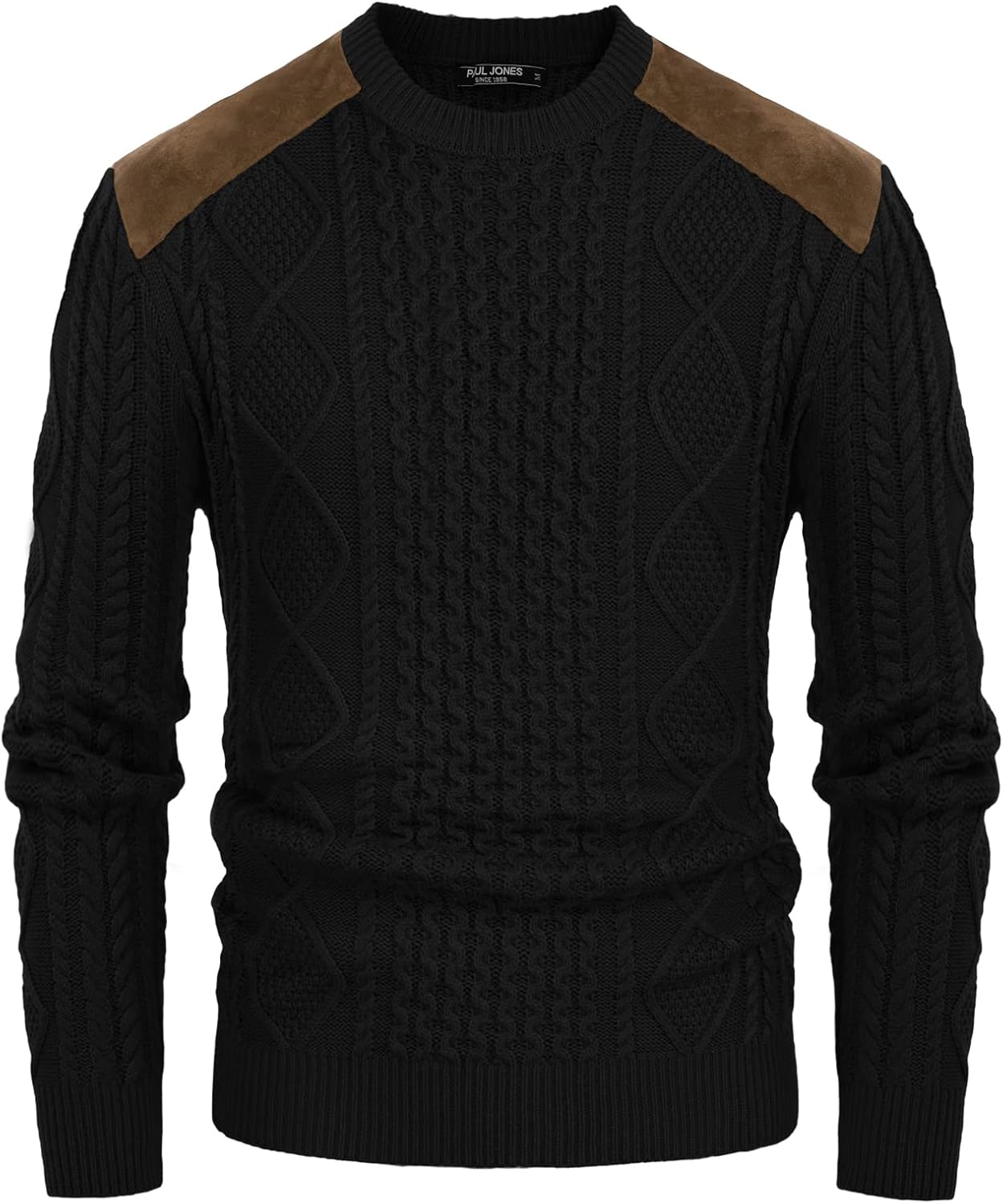 PJ PAUL JONES Mens Sweater Military Cable Knit Crewneck Style