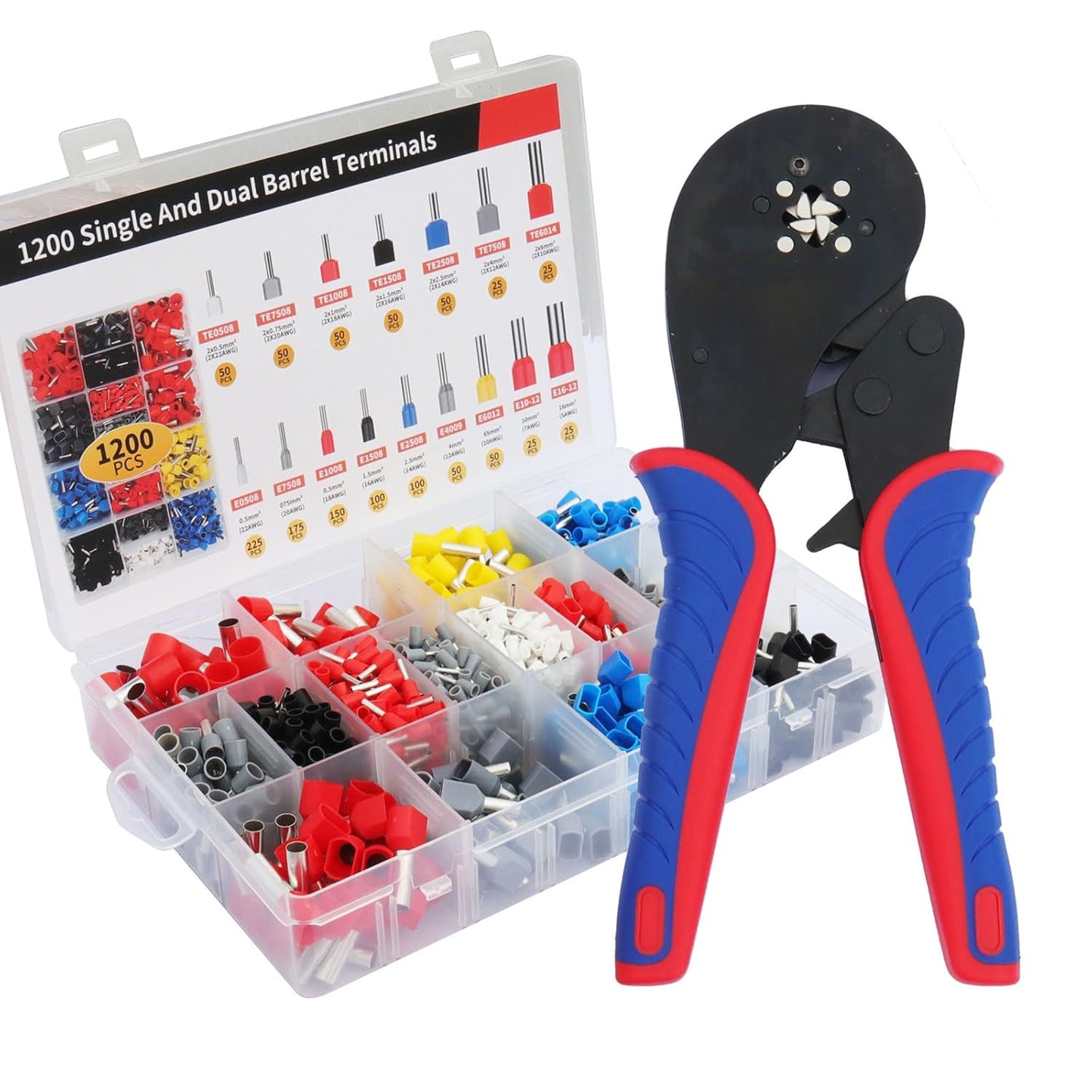 High Precision 1200pcs Double Tube Ferrule Terminal Crimping Kit