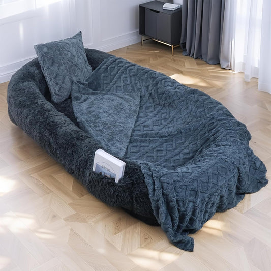 Human Dog Bed for People and Pets, Washable Faux Fur Comfort