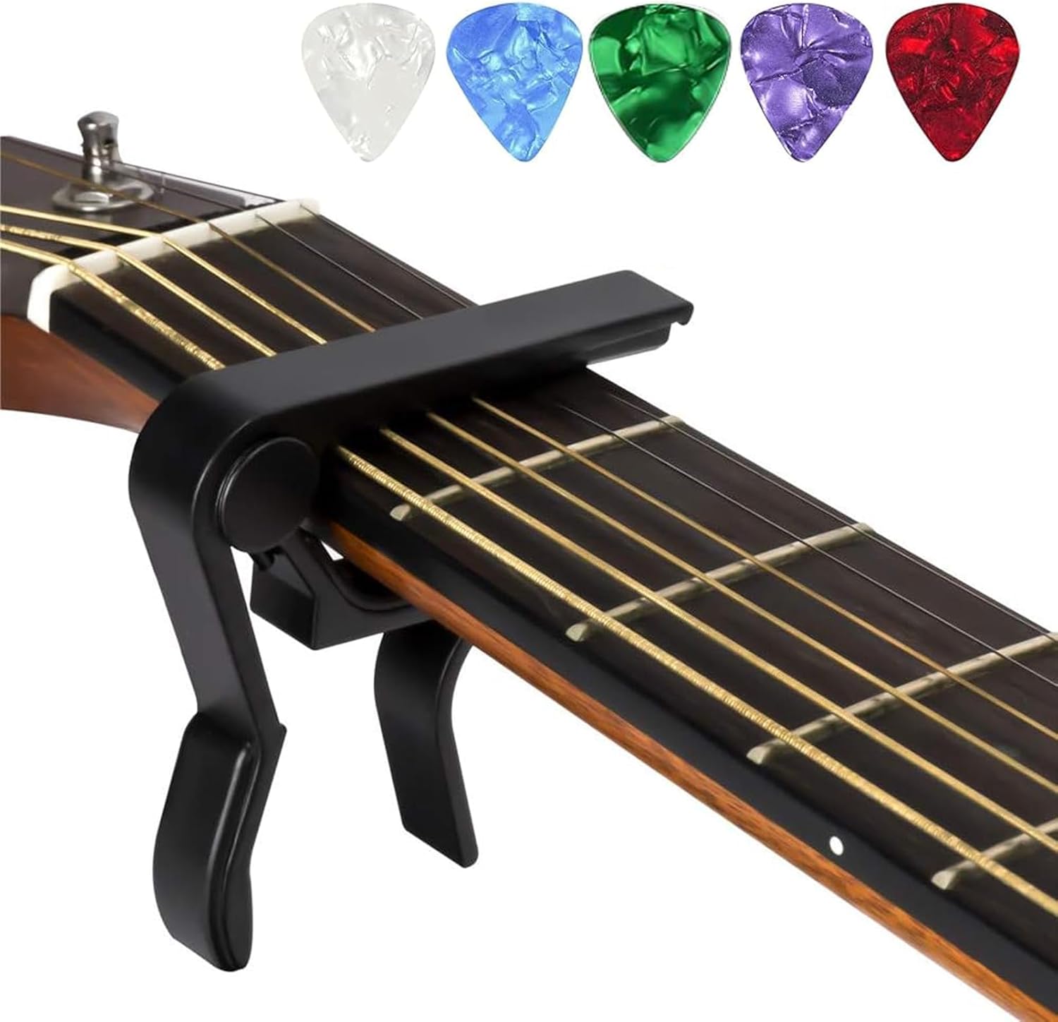 JINWEE Guitar Capo Set + 5 Picks - Ultimate Performance!