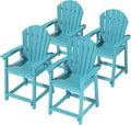 Outdoor Tall Adirondack Chairs Set of 4 - High-Back Patio Bar Stools