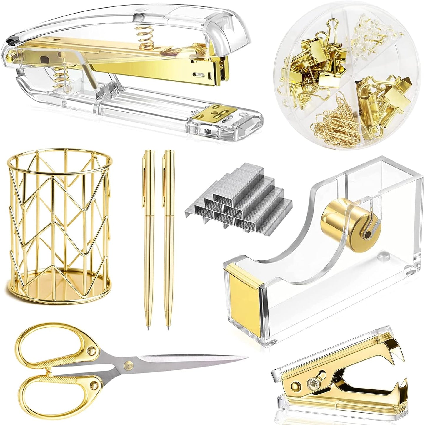 Famassi Gold Desk Accessories Set for Organized Office Supplies