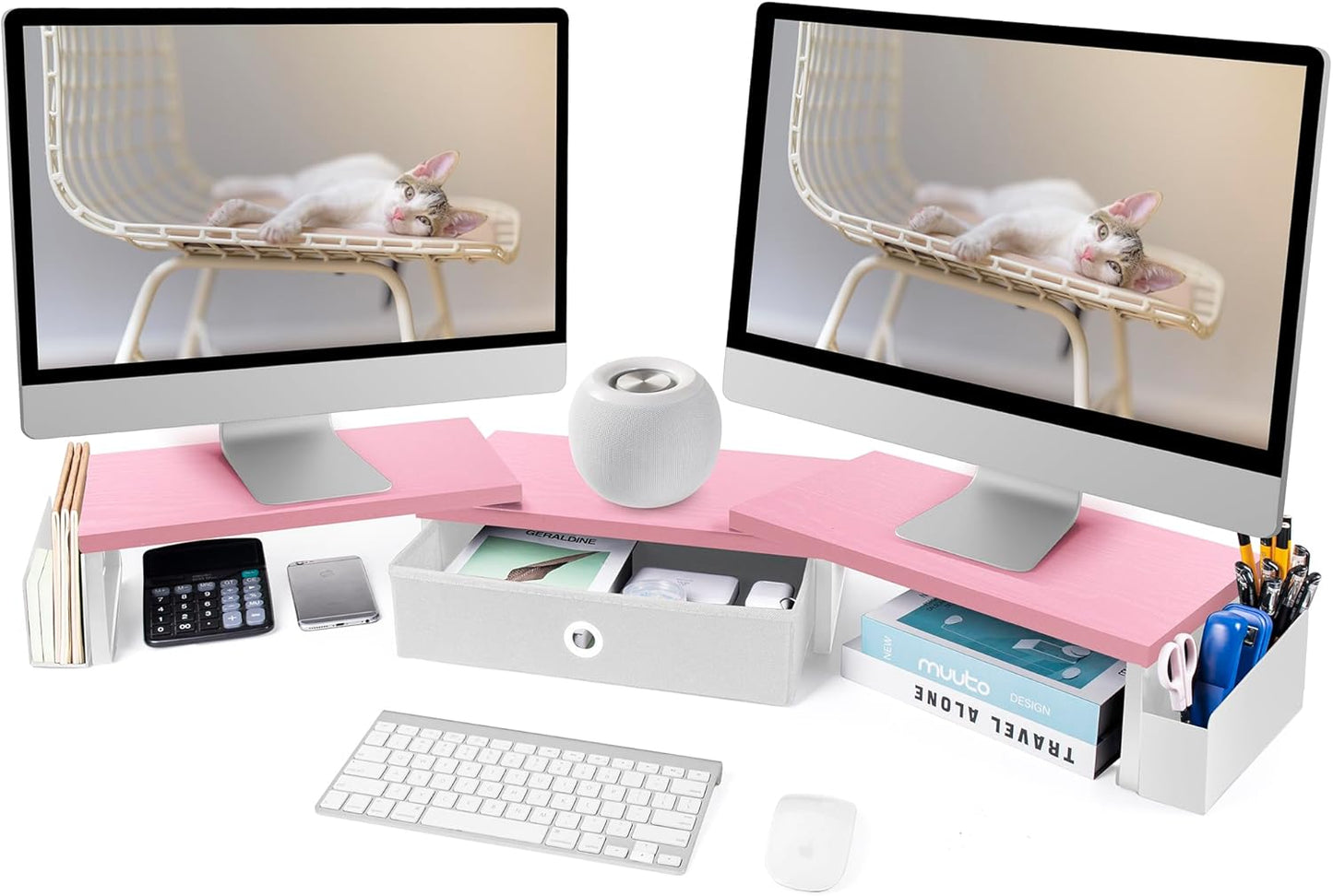 RUILALIFE Dual Monitor Stand: Spacious & Adjustable