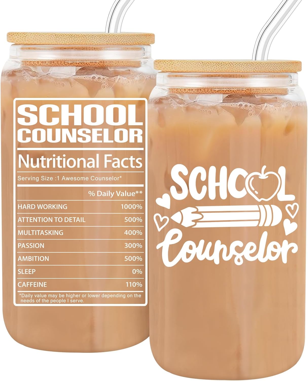 16 oz Glass Cups - Perfect Counselor Gift Set