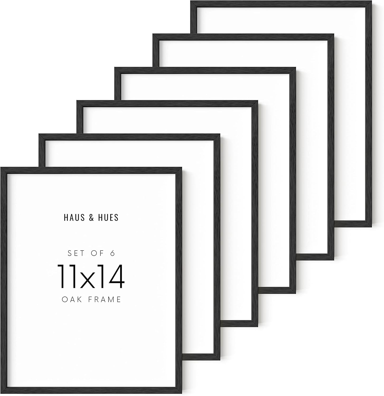 Haus and Hues 11x14 Black Oak Wood Frames Set of 6 for Art