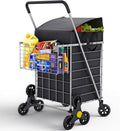 Stairs Climbing Shopping Cart with Waterproof Liner & Swivel Wheels