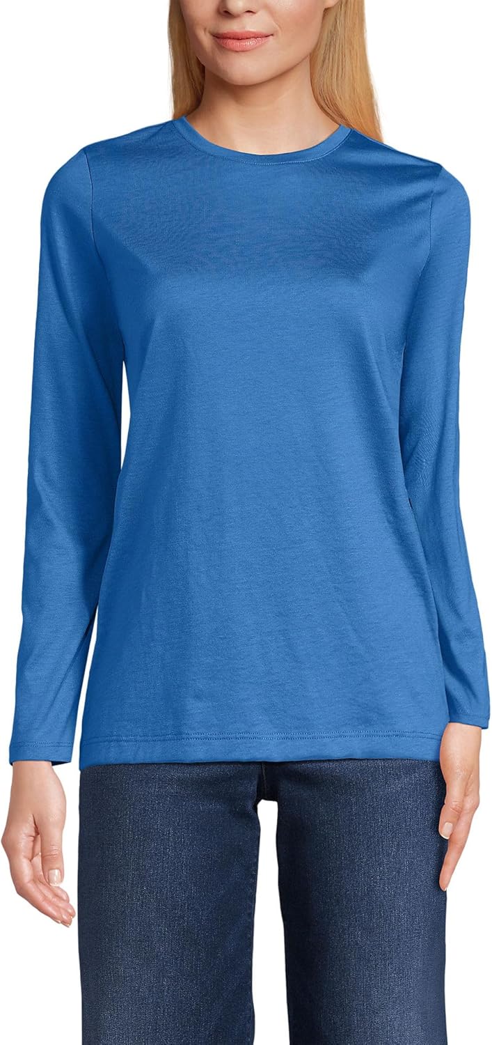Relaxed Supima Cotton Long Sleeve Crew Neck T-Shirt for Women