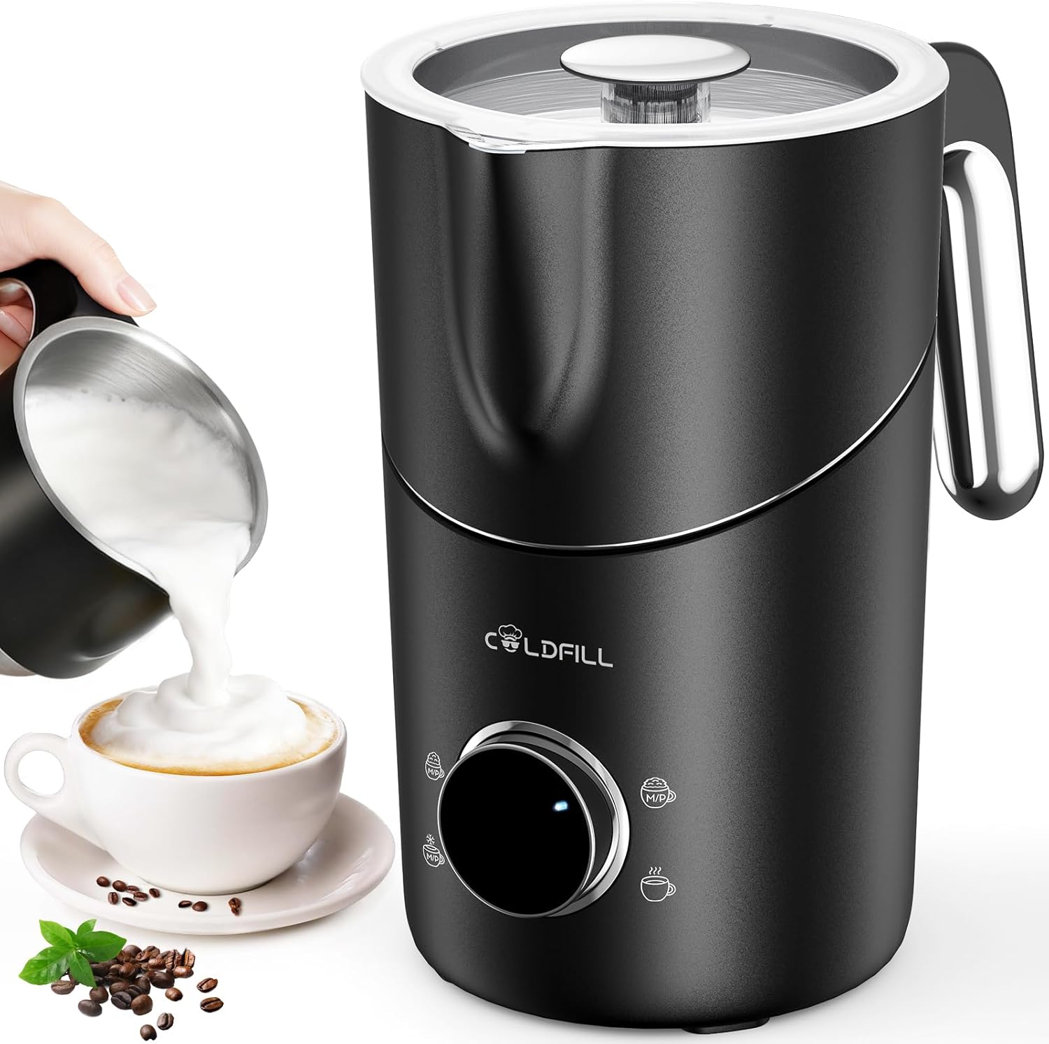 Milk Frother and Steamer for Coffee - 8-in-1 Electric Device
