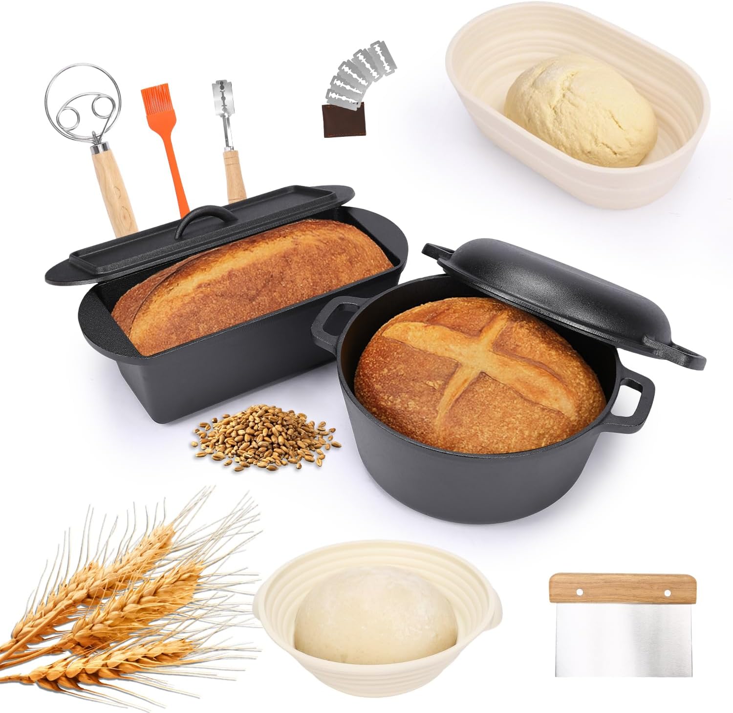 QuliMetal Cast Iron Cookware Set for Artisan Bread Baking