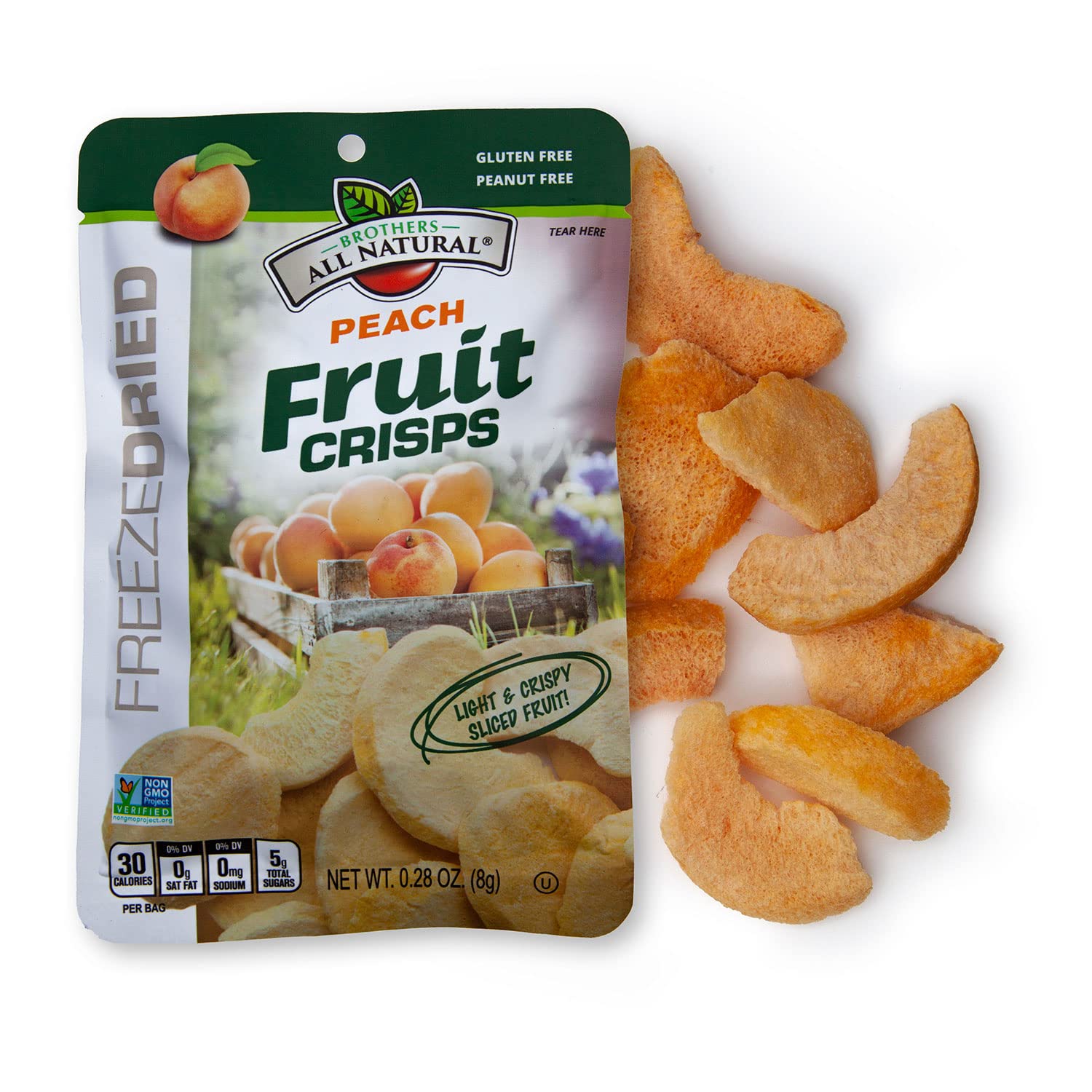 Brothers All Natural Freeze Dried Peach Fruit Crisps, 24 Pack