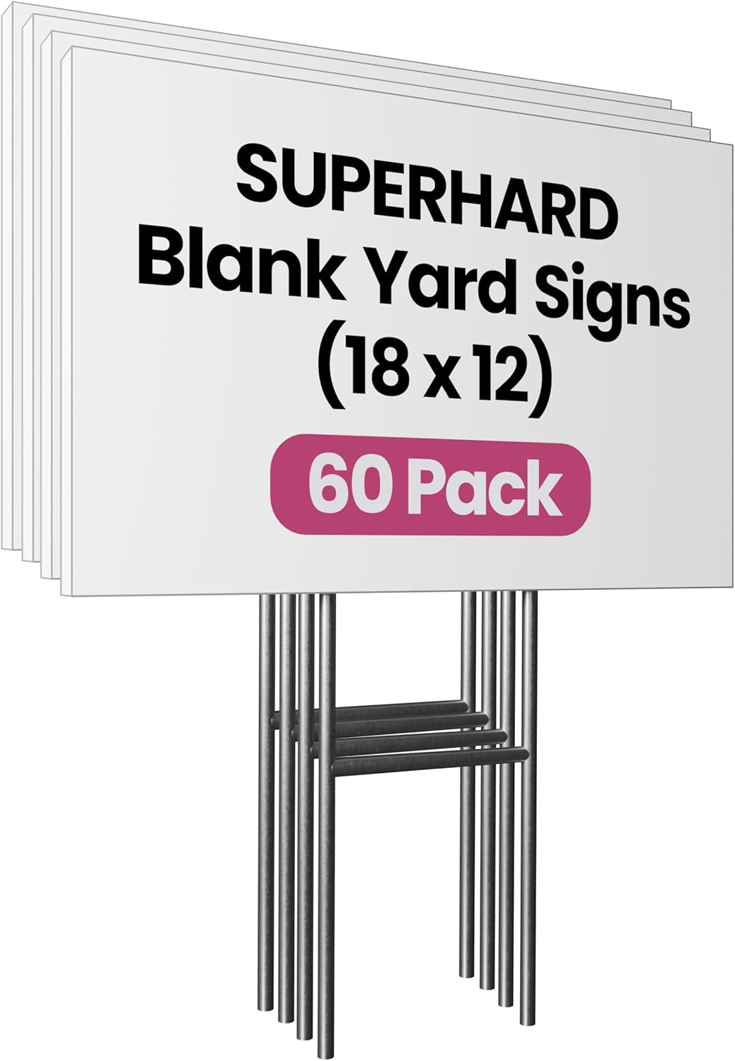 PartyPrints 60 Pack 18x12 Waterproof Yard Signs for Events