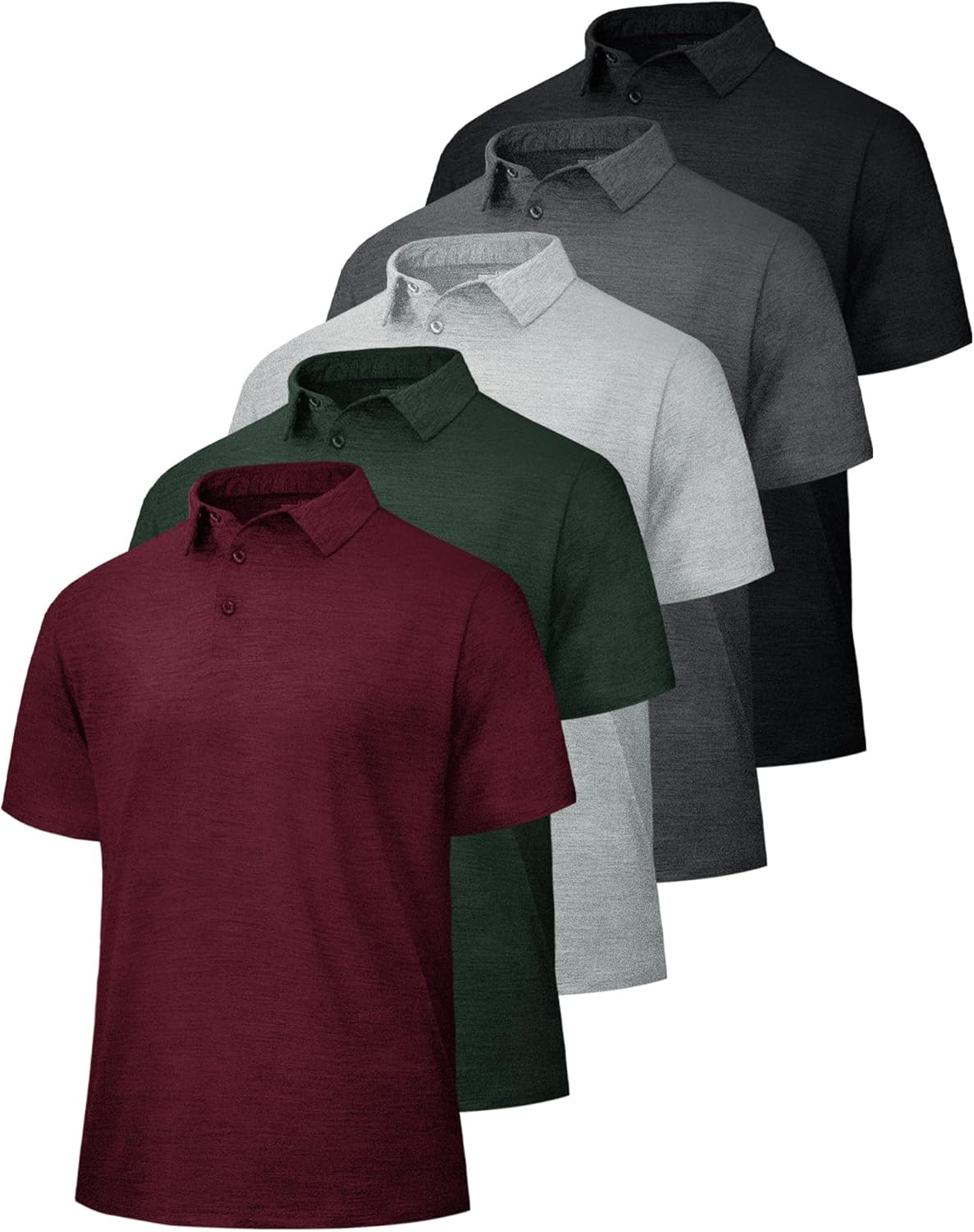 5 Pack Polo Shirts for Men - Quick Dry Performance Golf Wear