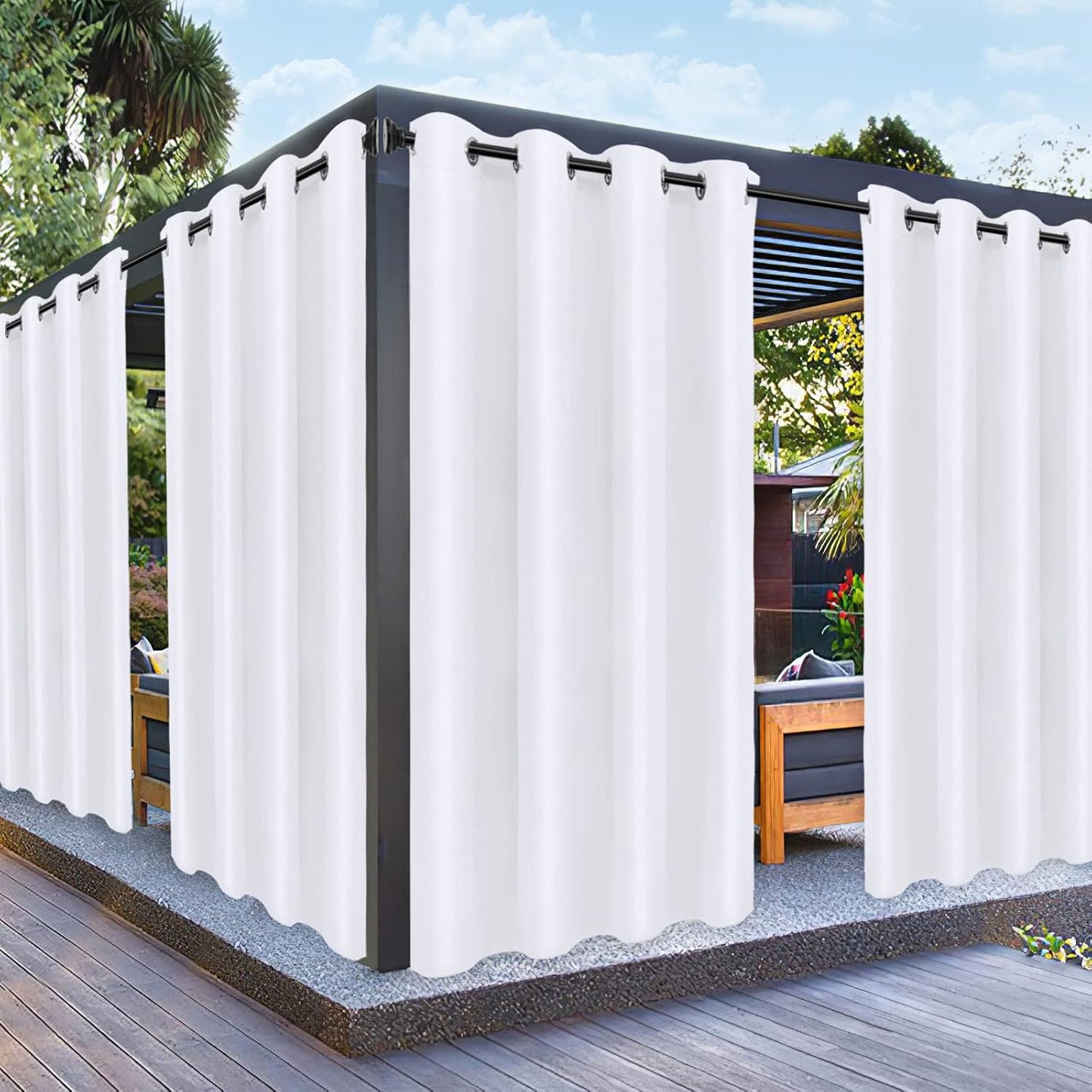 PureFit Outdoor Curtains for Patio Waterproof and UV Resistant