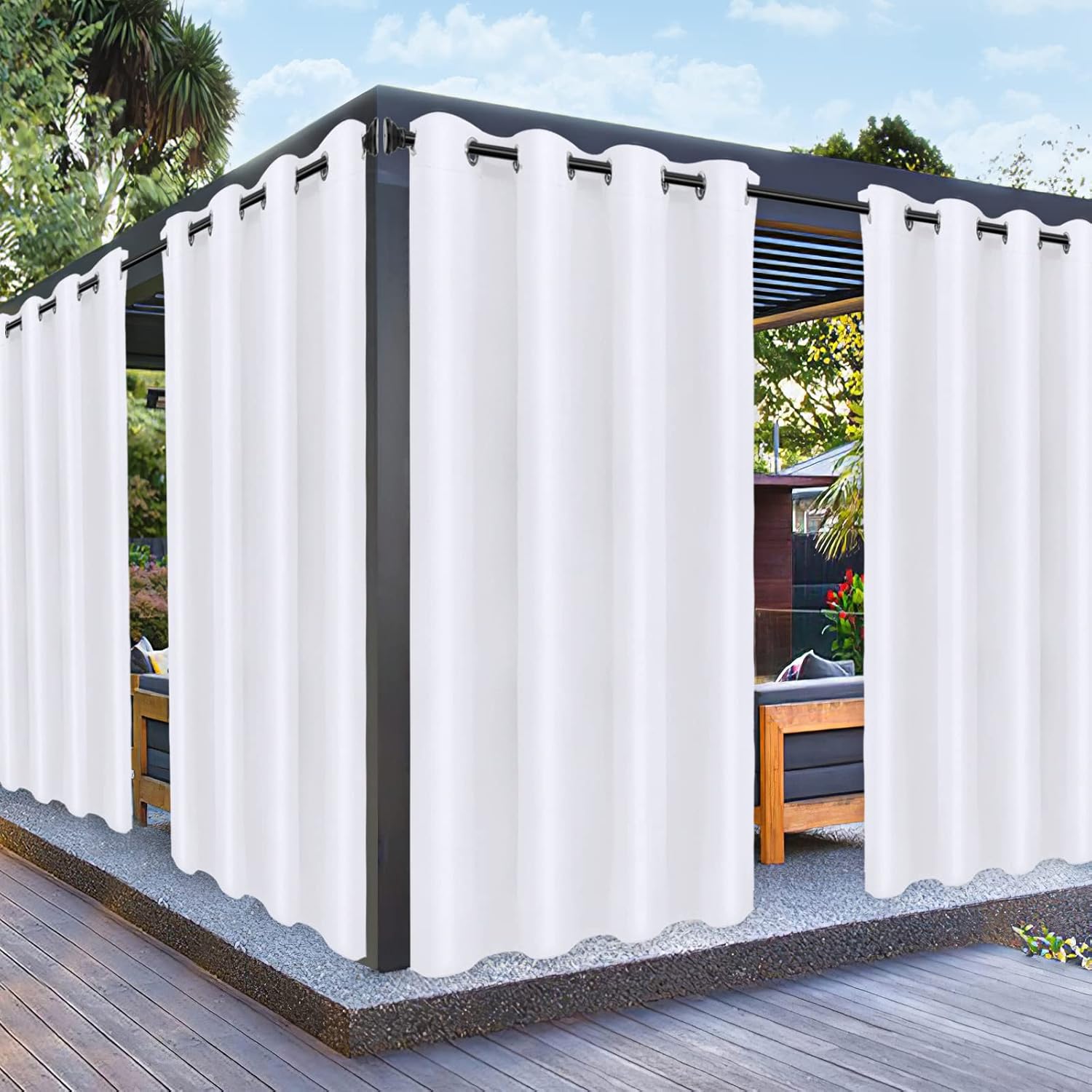 PureFit Outdoor Curtains for Patio Waterproof and UV Resistant