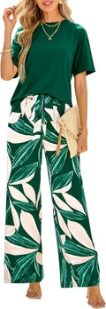 PRETTYGARDEN Women Summer 2 Piece Outfits - Comfortable Floral Wide