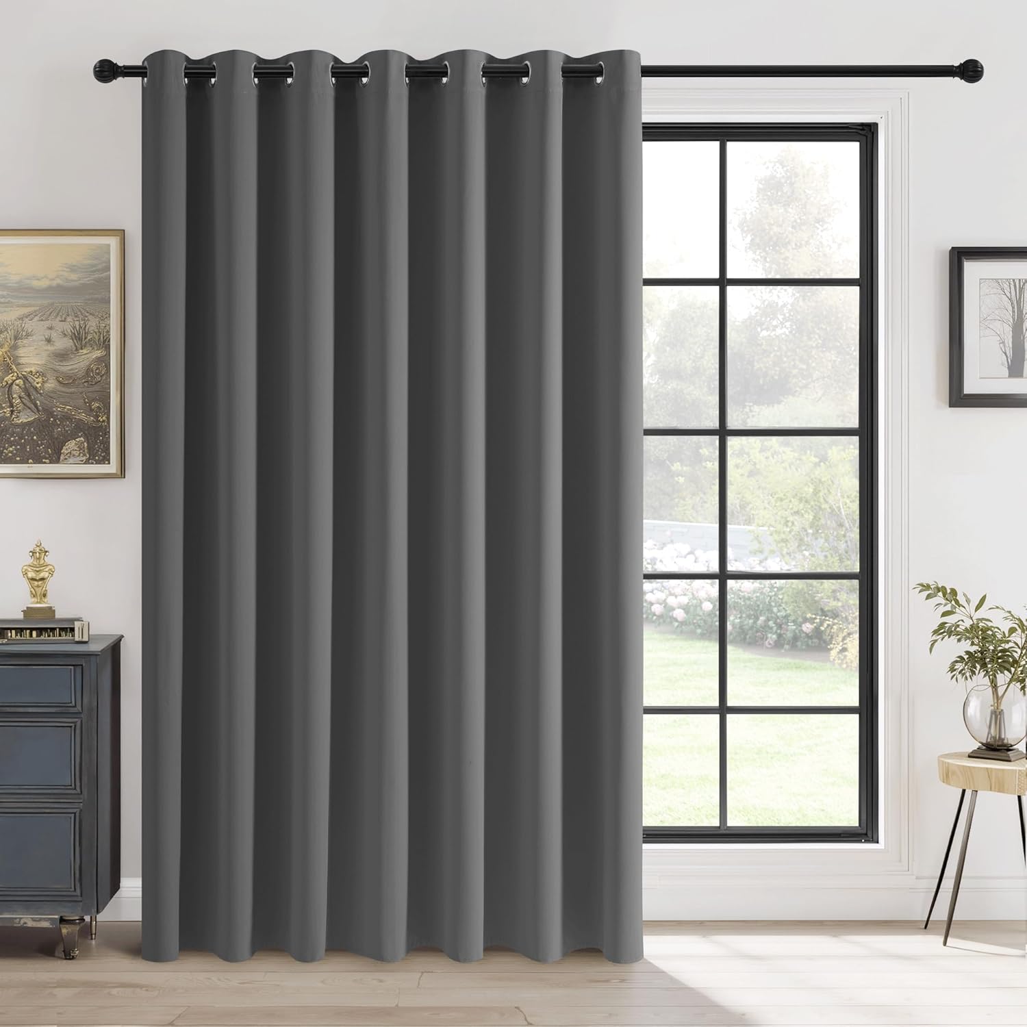 RYB HOME Blackout Sliding Door Curtains for Instant Privacy