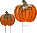 Metal Pumpkin Stakes Yard Signs Fall Decor - Sturdy Outdoor Pumpkins