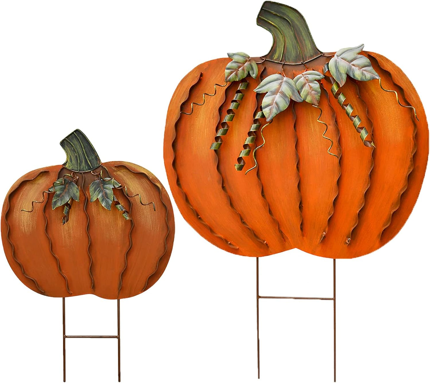Metal Pumpkin Stakes Yard Signs for Fall Decor and Halloween