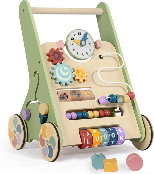 Wooden Baby Walker with Wheels by LOL-FUN for 6-12 Months