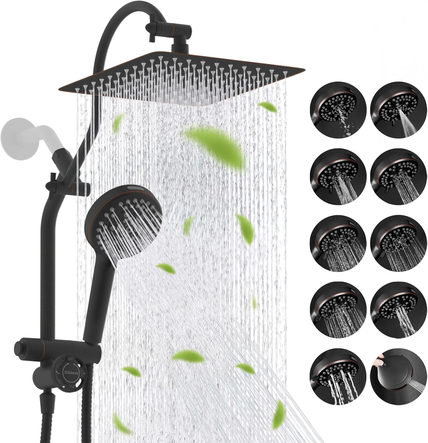 Hibbent Upgraded All Metal 10in Rainfall Showerhead Combo
