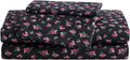 Full Bed Sheets Bouquet Ditsy Black - Soft Lightweight Microfiber