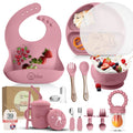 Silicone Baby Feeding Set 17-Piece - Thick Suction Plates for Self
