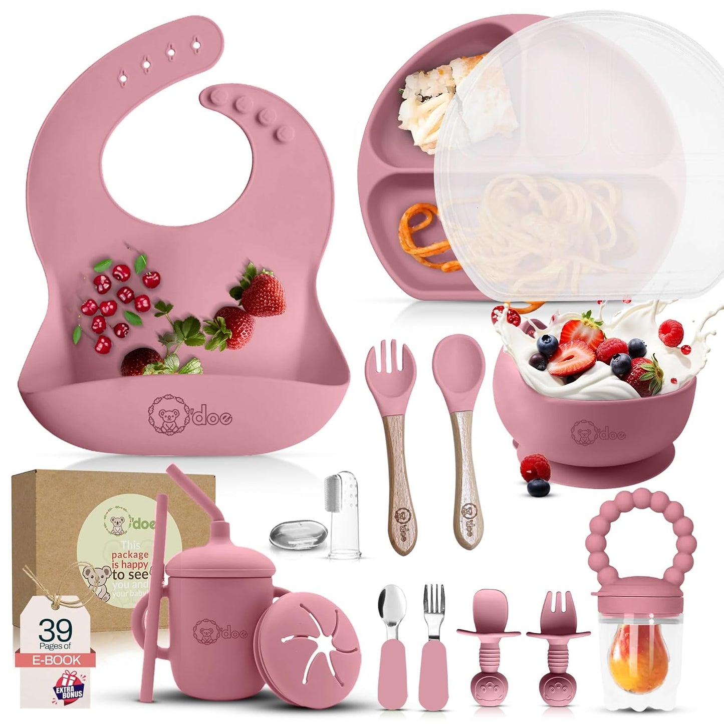 O'doe 17-Piece BPA-Free Silicone Baby Feeding Set for Fun Meals