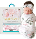Posh Peanut Swaddle Blanket & Headband Set - Silky-Soft Stretch