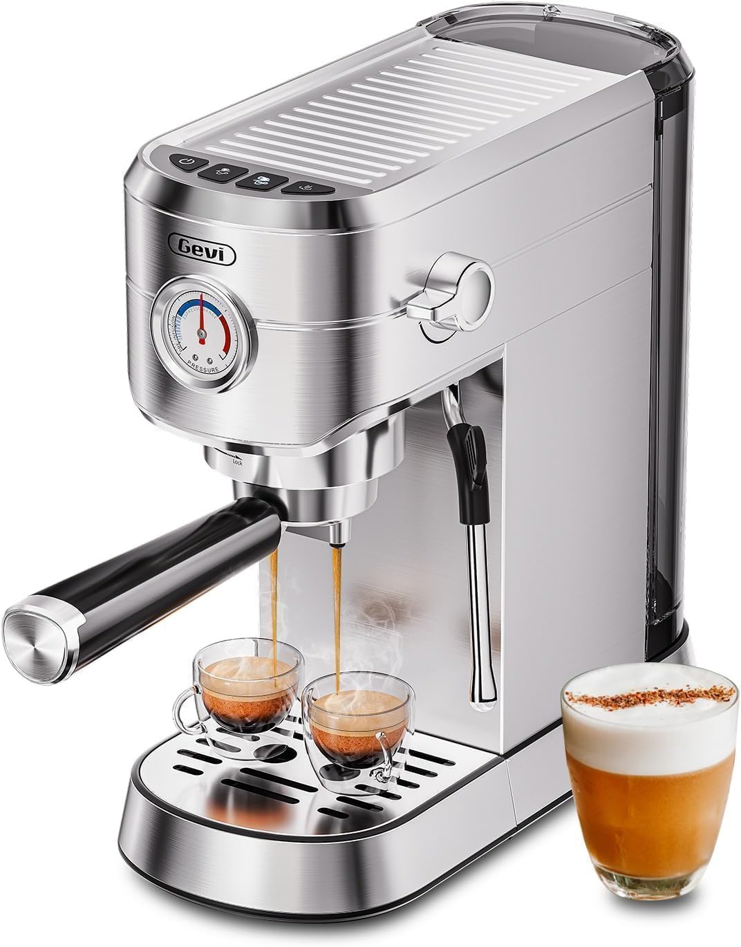 Gevi Commercial Espresso Maker with Milk Frother for Home Use
