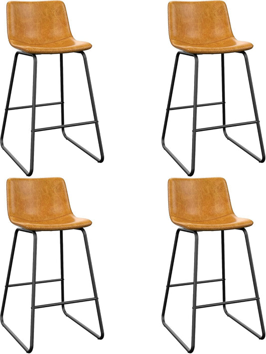 Modern Counter Height Bar Stools Set of 4 with Back Support