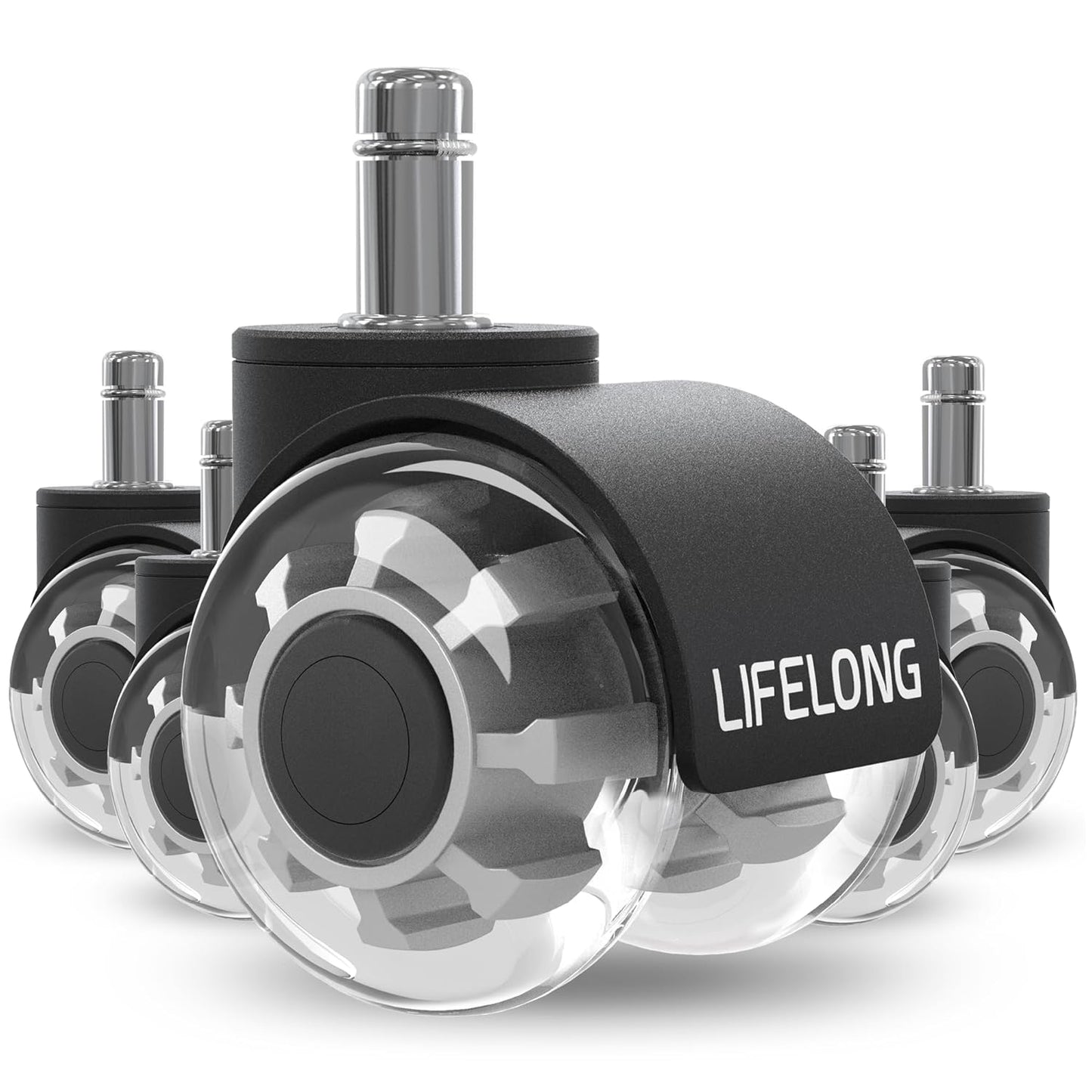 Lifelong 2 Rubber Chair Casters - Protect Floors