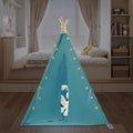 Foldable Blue Kids Teepee with Lights & Mat | LOHISHILO