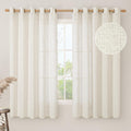 Natural Linen Curtains 63 Inch Length for Living Room Decor