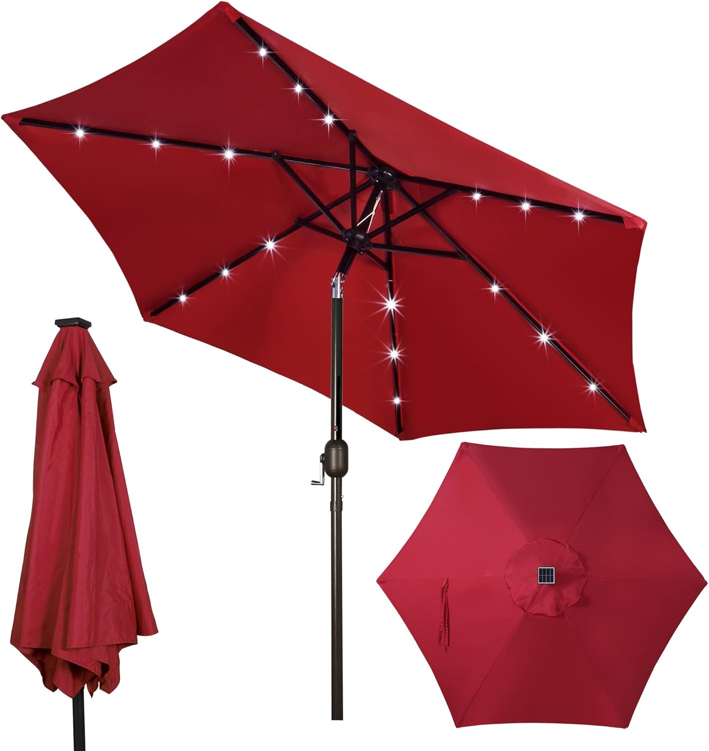 Blissun 7.5 ft Solar Umbrella with LED Lights for Patio Fun