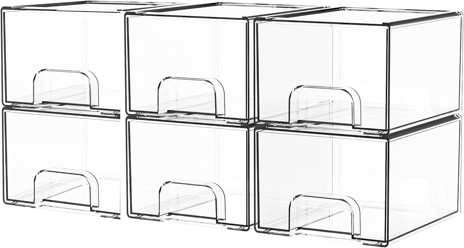 Yieach Clear Stackable Storage Drawers for Home Organization