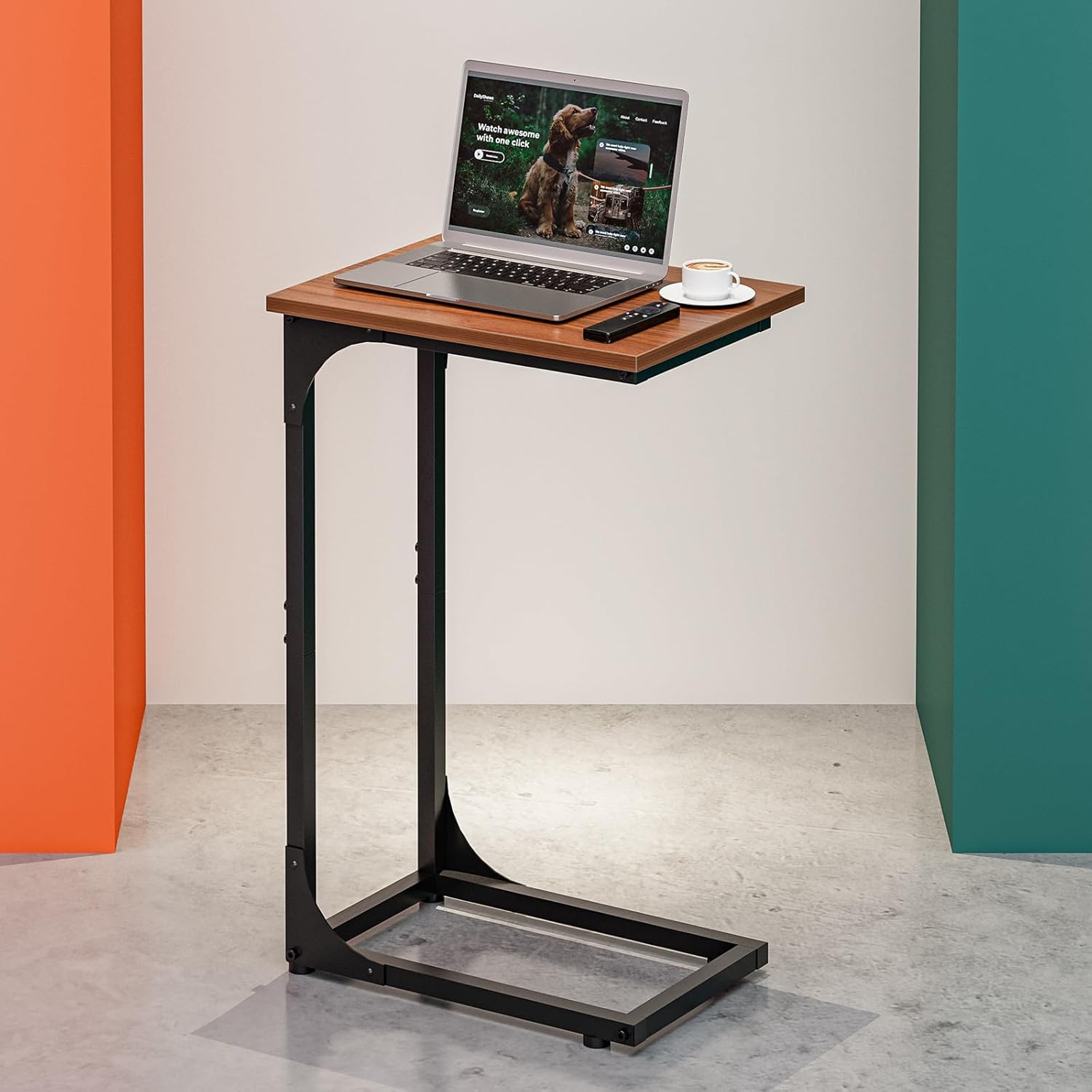 C-Shaped Side Table for Couch - Modern End Accent for Small Spaces