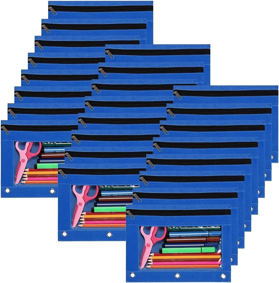YoeeJob Binder Pouches for 3 Ring Binder - 24 Pack Blue