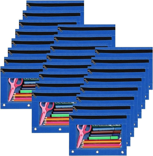 YoeeJob Binder Pouches for 3 Ring Binder - 24 Pack Blue