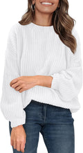 Fall Sweaters for Women 2025 Long Sleeve Ribbed Knit Pullover - Cozy
