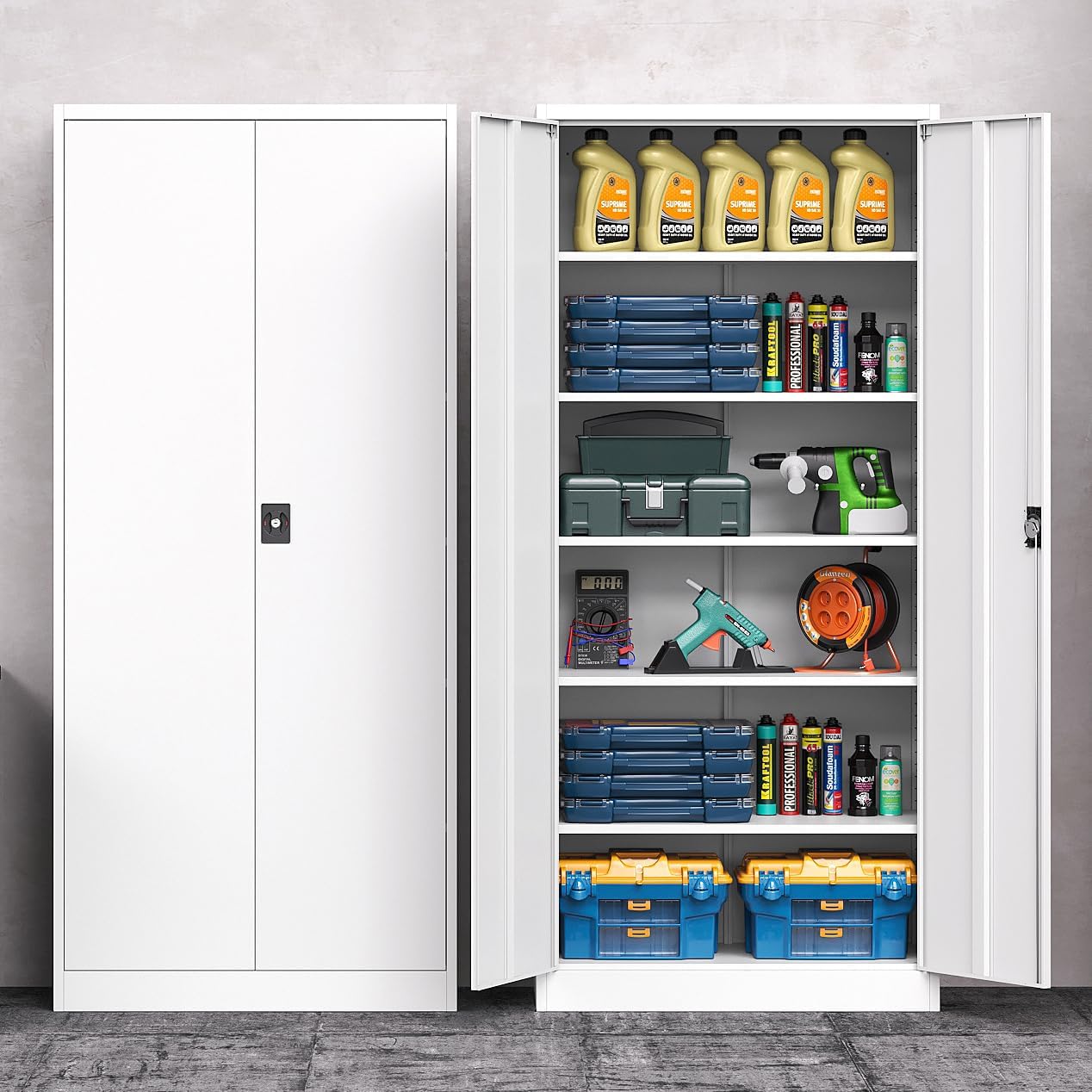 Metal Storage Cabinet with Lock for Garage and Workshop Use