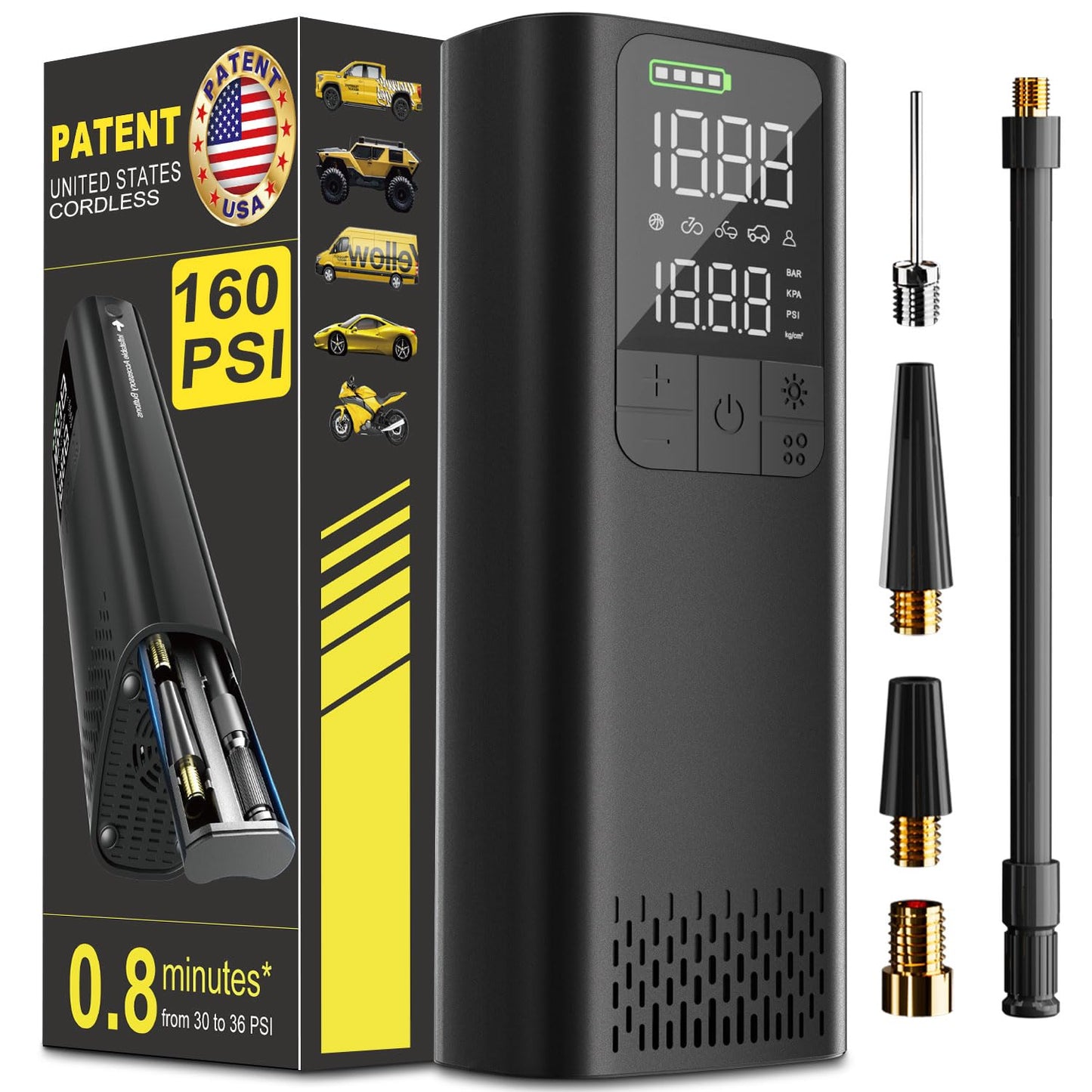 Fast Inflation 160 PSI Air Compressor with LED Light