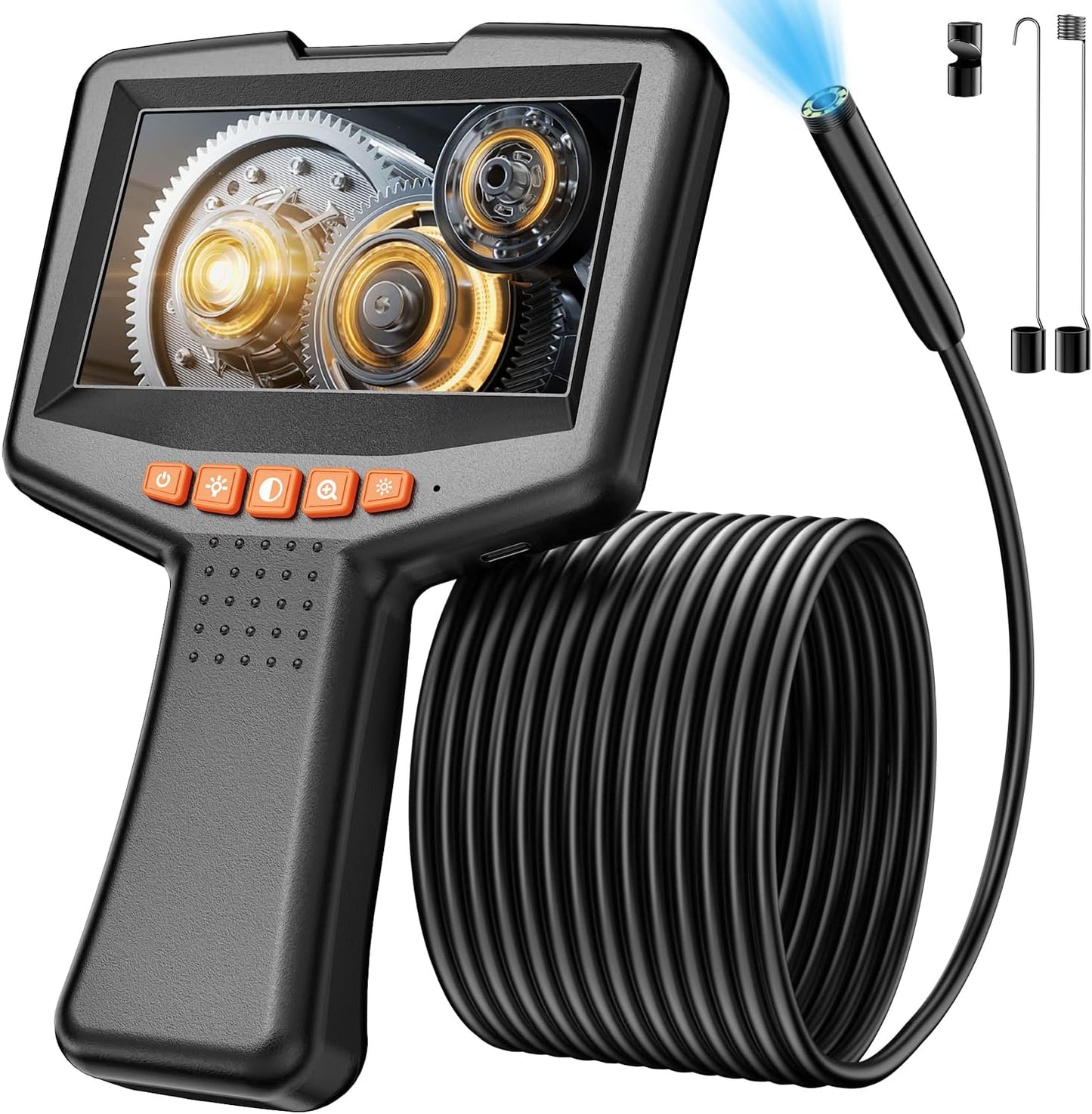 Endoscope Camera with Light: 4.3in Inspection Borescope