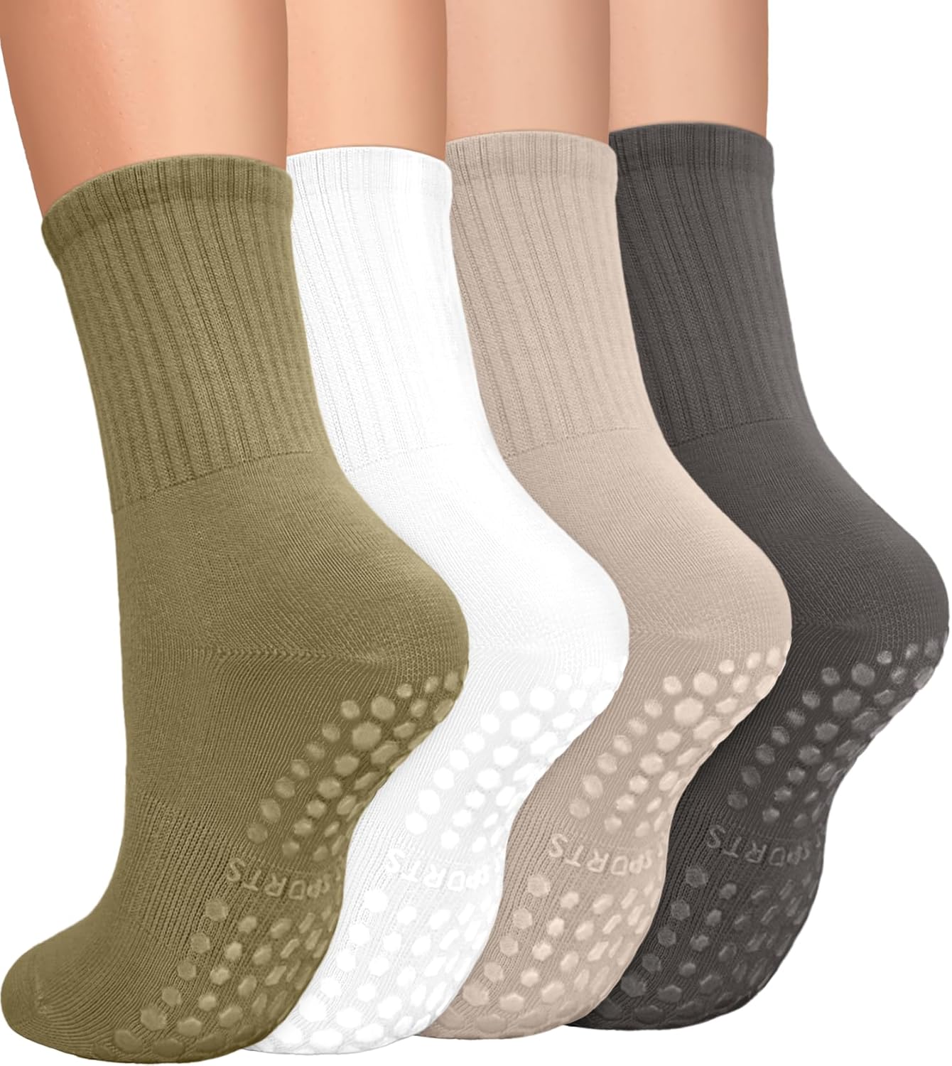 Non Slip Grip Pilates Socks: Women's Yoga Barre Crew ~ 35 characters